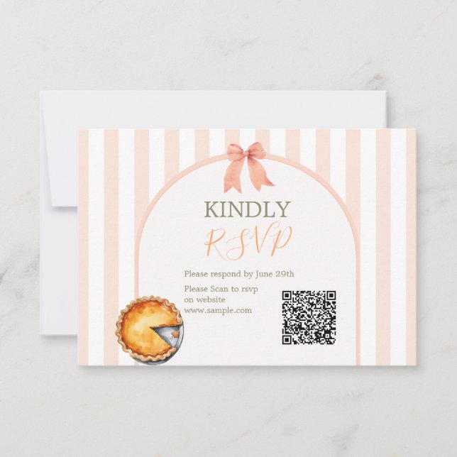 Cutie Pie Orange Gingham Birthday Rsvp QR Card (Front)