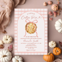 Cutie Pie Pastel Pink Bow Gingham Fall Baby Shower