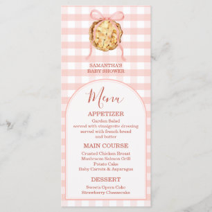 Cutie Pie Pastel Pink Bow Gingham Fall Baby Shower Menu