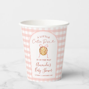 Cutie Pie Pastel Pink Bow Gingham Fall Baby Shower Paper Cups