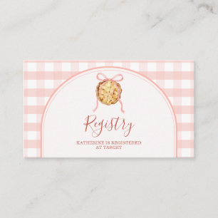 Cutie Pie Pastel Pink Gingham Baby Shower Registry Enclosure Card