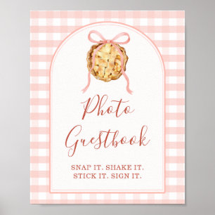 Cutie Pie Pastel Pink Gingham Fall Photo Guestbook