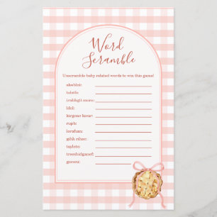 Cutie Pie Pastel Pink Gingham Word Scramble Game