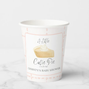 Cutie Pie Pink Fall Plaid Girl Baby Shower Paper Cups