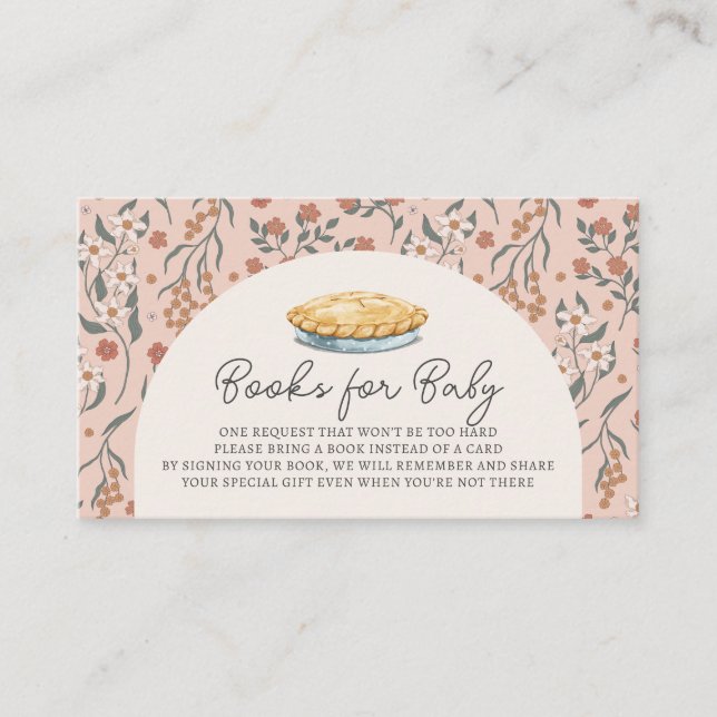 Cutie Pie Pink Floral Baby Shower Book Request Enclosure Card (Front)