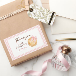 Cutie Pie Pink gingham first birthday Sticker