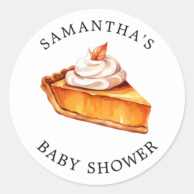 Cutie Pie Pumpkin Fall Baby Shower  Classic Round Sticker (Front)