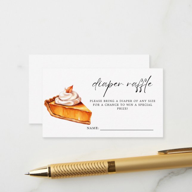 Cutie Pie Pumpkin Fall Baby Shower Diaper Raffle Enclosure Card (Front/Back In Situ)