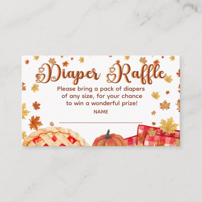 Cutie Pie Pumpkin Fall Baby Shower Diaper Raffle Enclosure Card (Front)