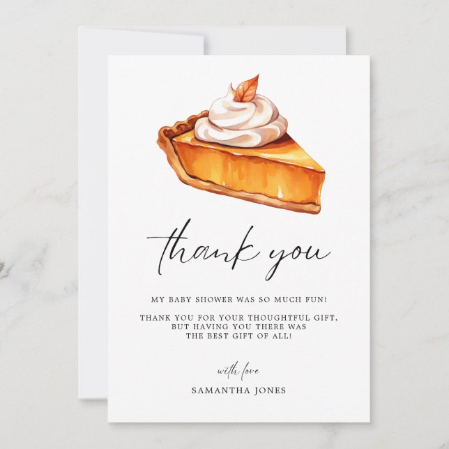 Cutie Pie Pumpkin Fall Baby Shower  Thank You Card (Front)