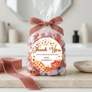 Cutie Pie Pumpkin Fall Boy Girl Party Thank You Classic Round Sticker