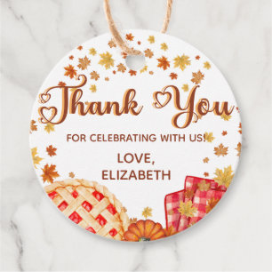 Cutie Pie Pumpkin Fall Boy Girl Party Thank You Favour Tags