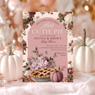 Cutie Pie Pumpkin Floral Bow Baby Shower Invitation