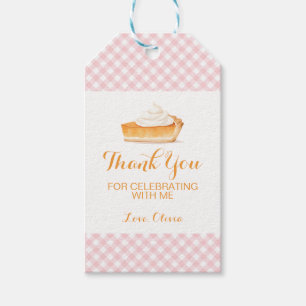 Cutie Pie pumpkin pie pink plaid baby shower Gift Tags