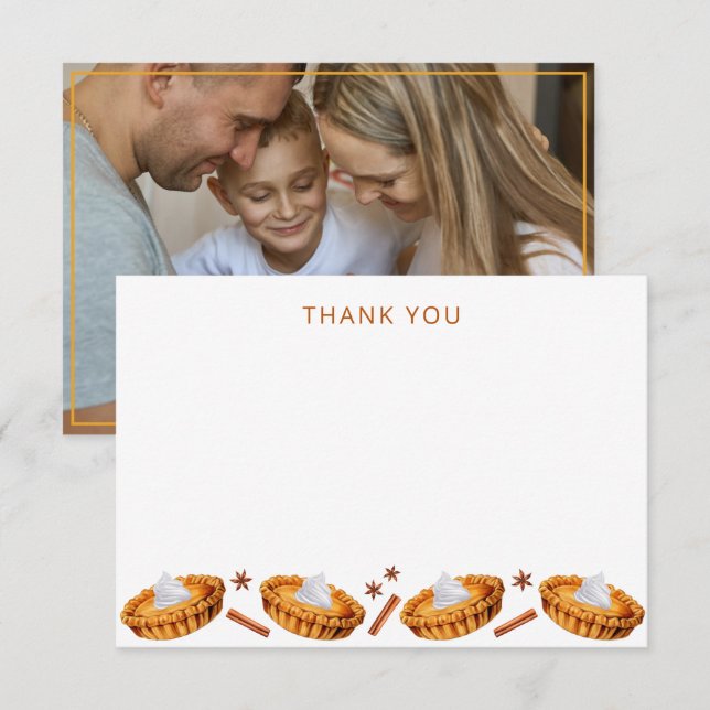 Cutie Pie Thanksgiving Baby Shower Thank You Card (Front/Back)