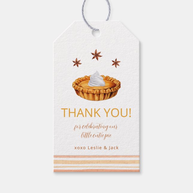 Cutie Pie Thanksgiving Baby Shower Thank You Tag (Front)