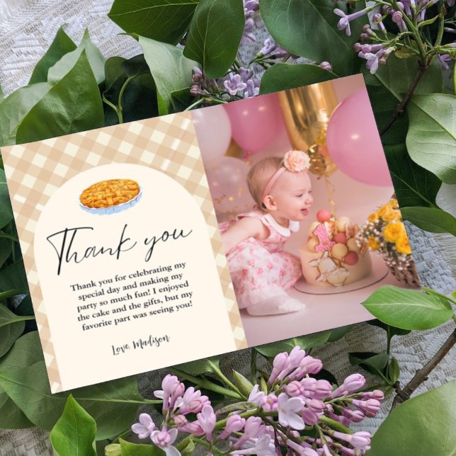 Cutie Pie Thanksgiving Birthday Thank you Card (Creator Uploaded)