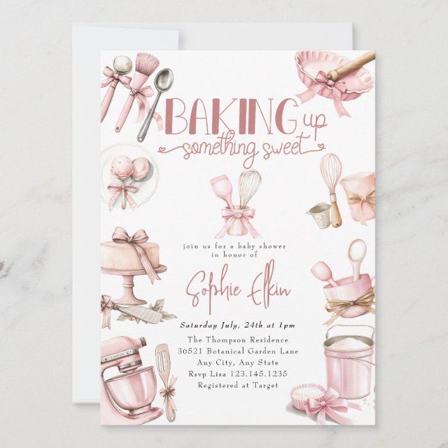 Cutie Pie | Watercolor Pink Girl Baby Shower Invitation (Front)