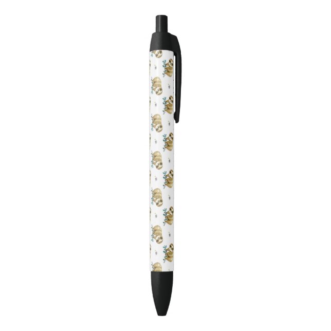Cutie Pie Watercolor Sloth Pattern Black Ink Pen (Bottom (Vertical))