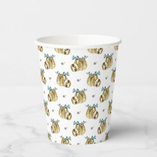 Cutie Pie Watercolor Sloth Pattern Paper Cups