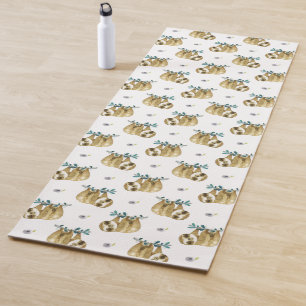 Cutie Pie Watercolor Sloth Pattern Yoga Mat