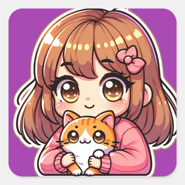 Cutie Pie with her Cat Sticker (Front)