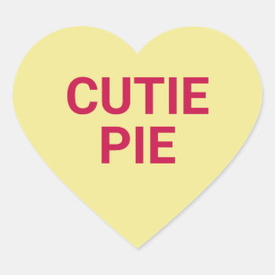 Cutie pie yellow cute Valentine's Day conversation Heart Sticker