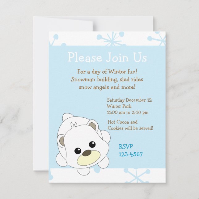 Cutie Polar Bear Invitation (Front)