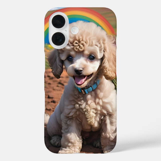 Cutie Poodle with Rainbow Case-Mate iPhone Case (Back)