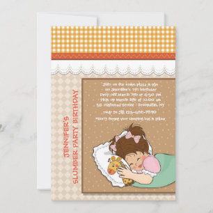 Cutie Sleeping Birthday Slumber Party Invitation