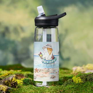 Cutie the Guinea Pig at the Seaside Painting Water Bottle