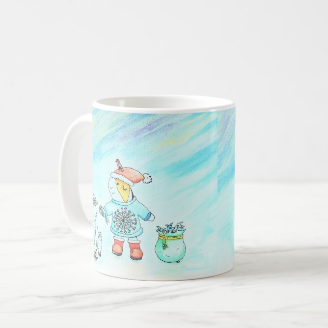 Cutie the Guinea Pig Giving Christmas Gifts Coffee Coffee Mug (Front Left)