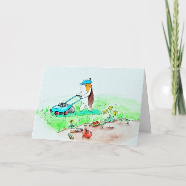 Cutie the Guinea Pig the Gardener Painting Card (Front)