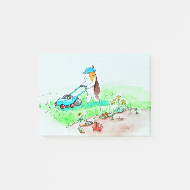Cutie the Guinea Pig the Gardener Painting Post-it Notes (Front)