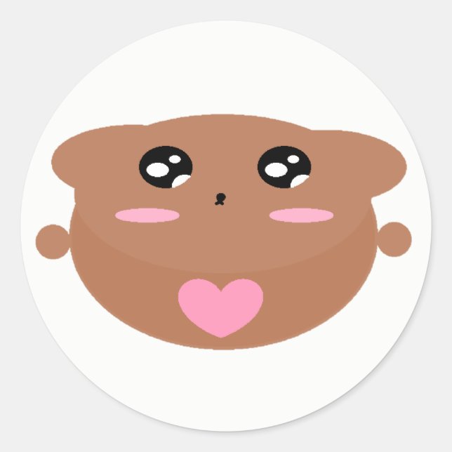 Cutieful Kids Art Design Cute Teddy Bear In Love Classic Round Sticker (Front)
