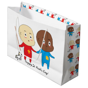 Cutieful Kids Art Funny St. Nicholas and Friend Large Gift Bag