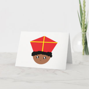 Cutieful Kids Art St. Nicholas Mitre Zwarte Piet Holiday Card