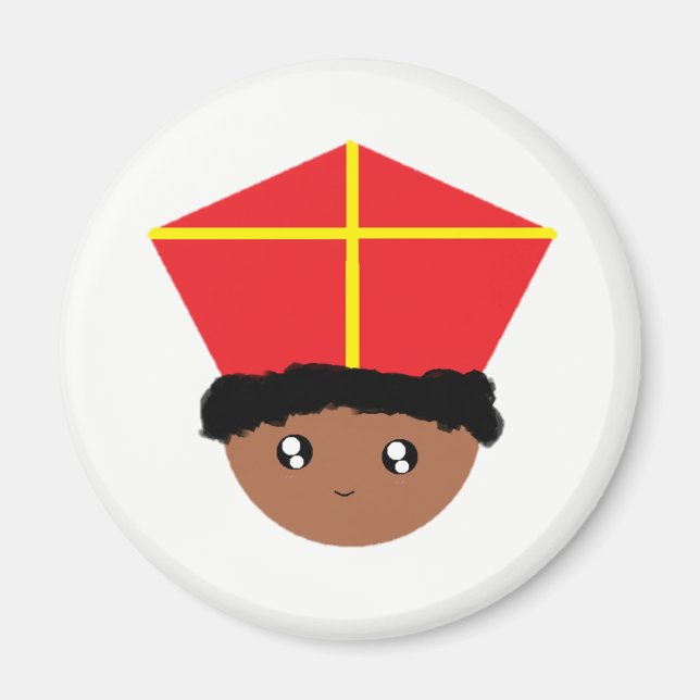 Cutieful Kids Art St. Nicholas Mitre Zwarte Piet Magnet (Front)