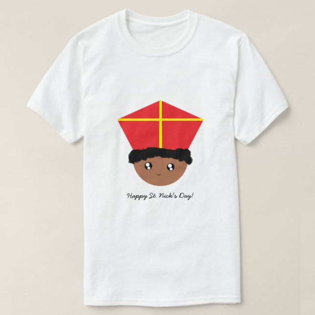 Cutieful Kids Art St. Nicholas Mitre Zwarte Piet T-Shirt (Design Front)