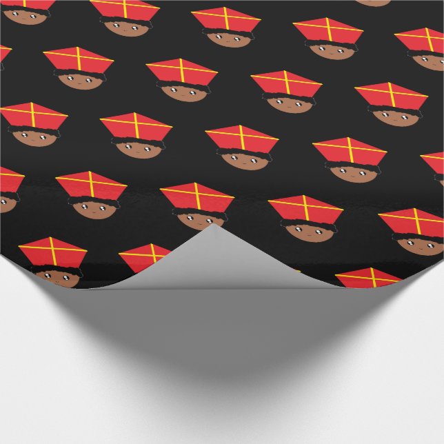 Cutieful Kids Art St. Nicholas Mitre Zwarte Piet Wrapping Paper (Corner)