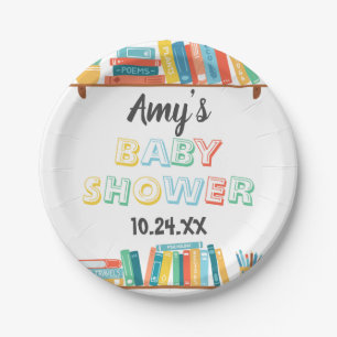 Cuties Book Nerd Themed Background Baby Shower  Paper Plate