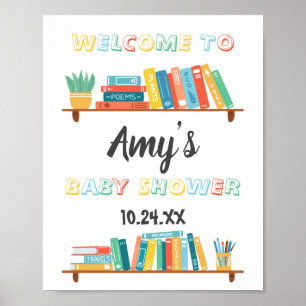 Cuties Book Nerd Themed Background Baby Shower Poster