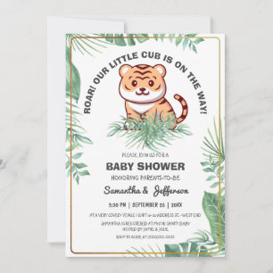 Cuties Greenery Tropical Forest Tiger Baby Shower Invitation