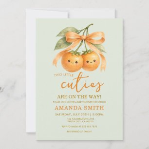 Cuties Orange Twin Orange Citrus Baby Shower Invitation