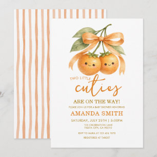 Cuties Orange Two Orange Citrus Twin Baby Shower Invitation