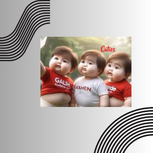 Cuties, Red and White Chubby Kids Accent Pillow