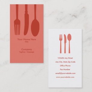 Cutlery Cafe Carte de visite (Retro Red)