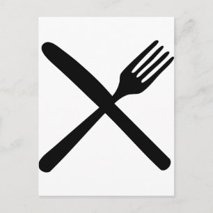 cutlery fork and knife crossed postcard
