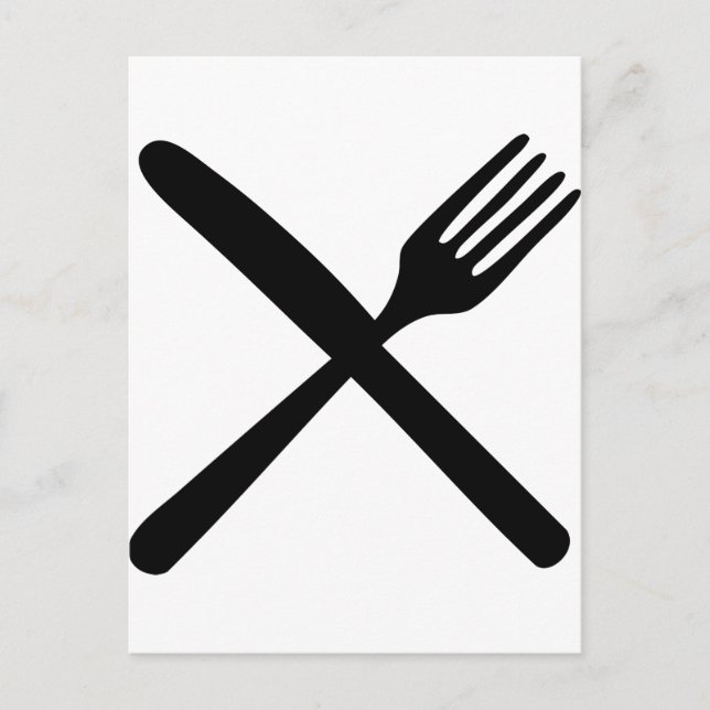 cutlery fork and knife crossed postcard (Front)