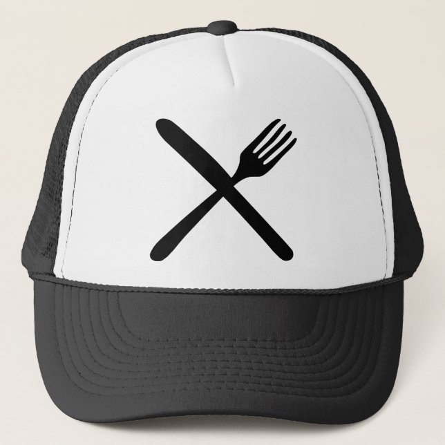 cutlery fork and knife crossed trucker hat (Front)